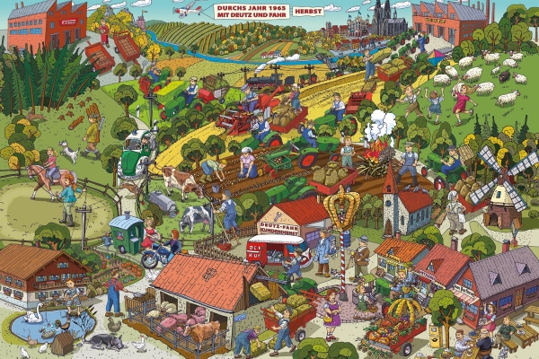 Wimmelbild Landwirtschaft » Vier Jahreszeiten 1965