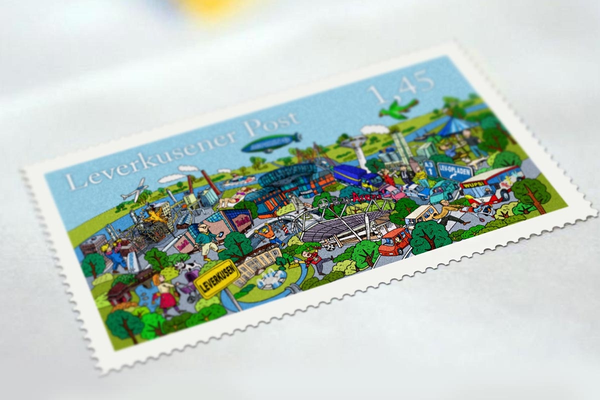 Wimmel-Briefmarke Leverkusen