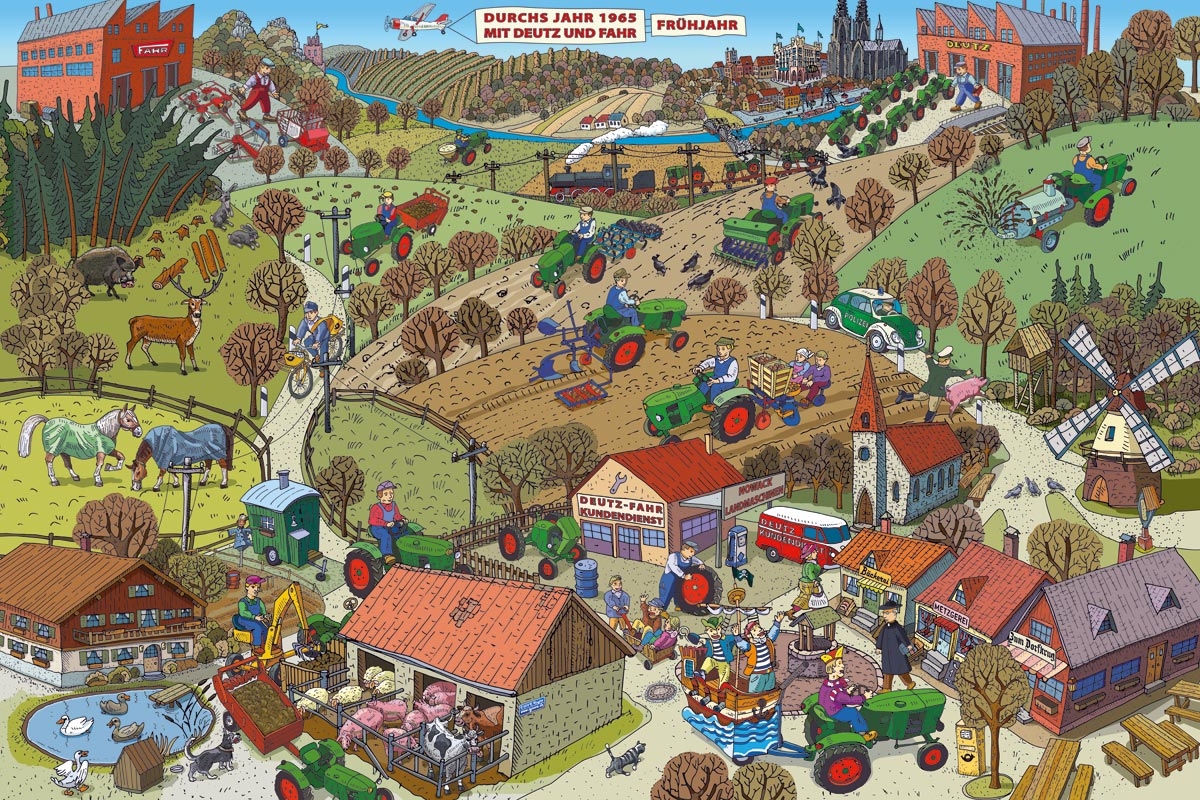 Wimmelbild Frühjahr 1965 im Bergischen Land